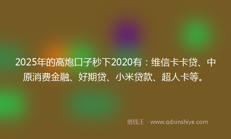 2025年的高炮口子秒下2020有：维信卡卡贷、中原消费金融、好期贷、小米贷款、超人卡等。