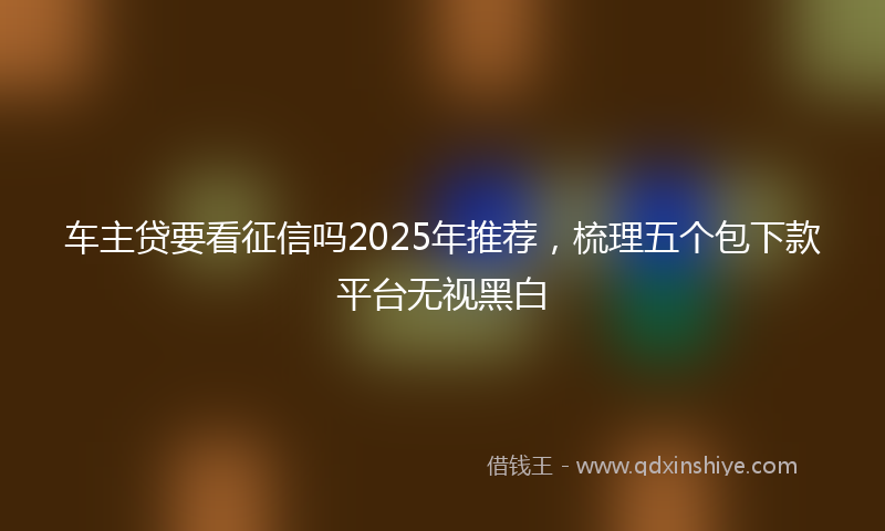 车主贷要看征信吗2025年推荐，梳理五个包下款平台无视黑白