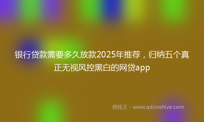 银行贷款需要多久放款2025年推荐，归纳五个真正无视风控黑白的网贷app
