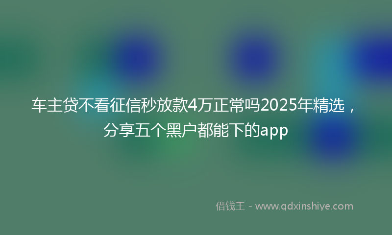 车主贷不看征信秒放款4万正常吗2025年精选，分享五个黑户都能下的app