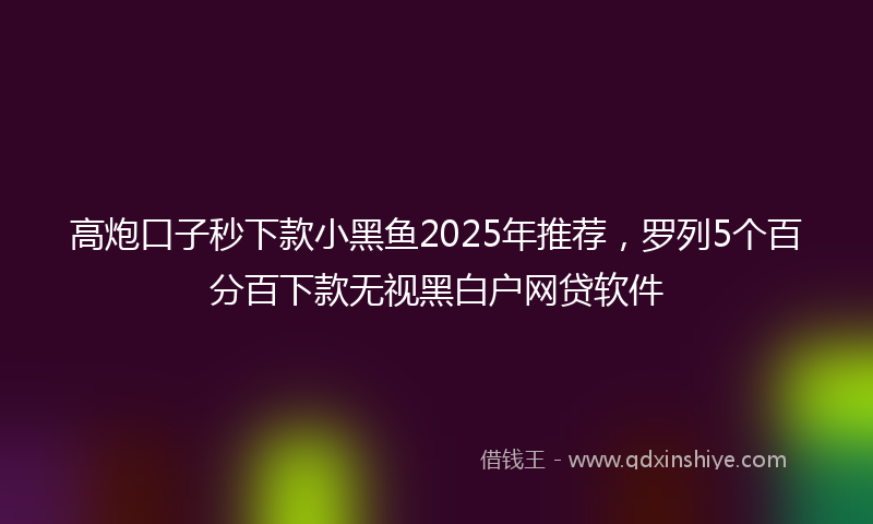 高炮口子秒下款小黑鱼2025年推荐，罗列5个百分百下款无视黑白户网贷软件