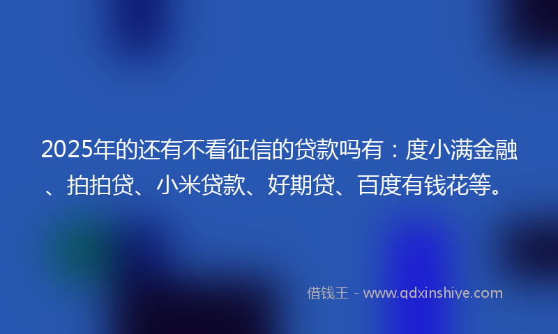 2025年的还有不看征信的贷款吗有：度小满金融、拍拍贷、小米贷款、好期贷、百度有钱花等。