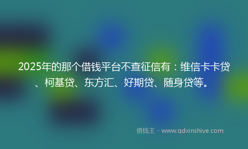 2025年的那个借钱平台不查征信有：维信卡卡贷、柯基贷、东方汇、好期贷、随身贷等。