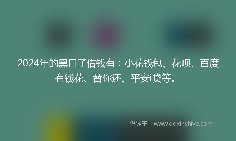 2024年的黑口子借钱有：小花钱包、花呗、百度有钱花、替你还、平安i贷等。