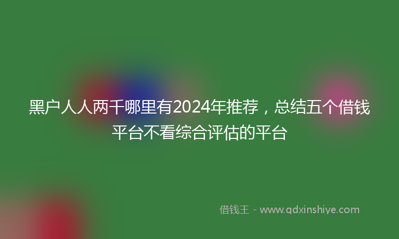 黑户人人两千哪里有2024年推荐，总结五个借钱平台不看综合评估的平台