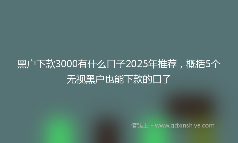 黑户下款3000有什么口子2025年推荐，概括5个无视黑户也能下款的口子