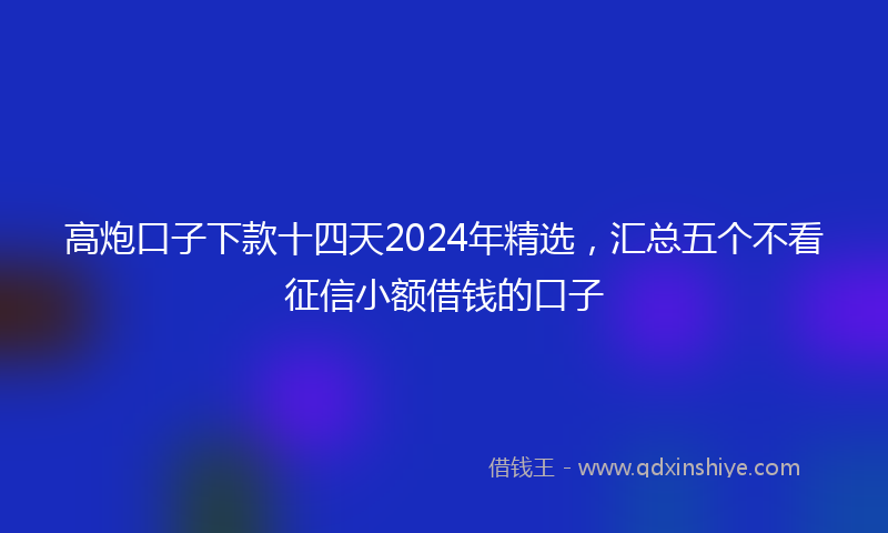 高炮口子下款十四天2024年精选，汇总五个不看征信小额借钱的口子