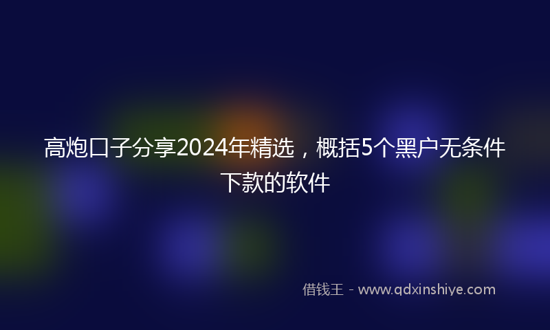 高炮口子分享2024年精选，概括5个黑户无条件下款的软件