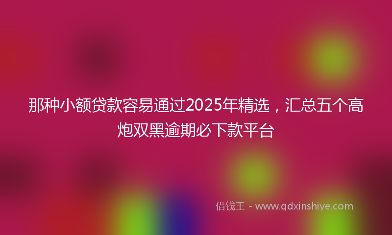 那种小额贷款容易通过2025年精选，汇总五个高炮双黑逾期必下款平台