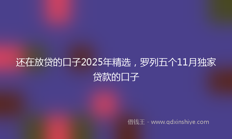 还在放贷的口子2025年精选，罗列五个11月独家贷款的口子