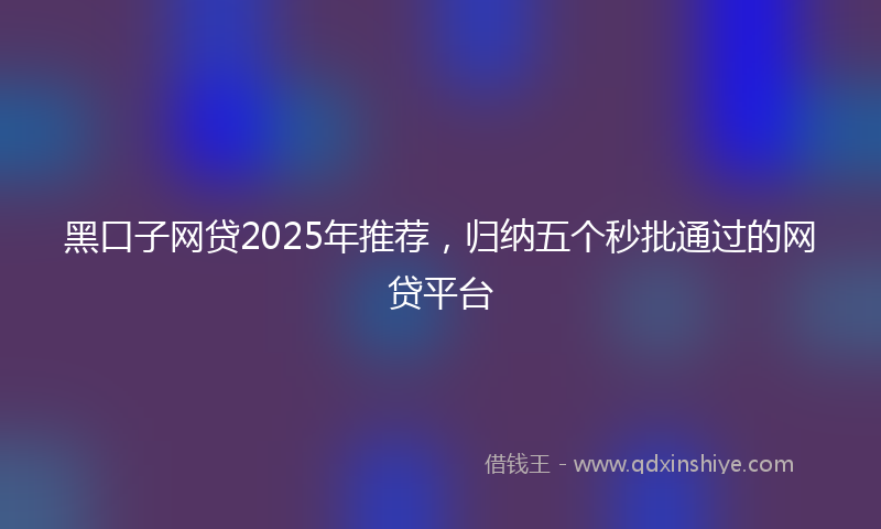 黑口子网贷2025年推荐，归纳五个秒批通过的网贷平台