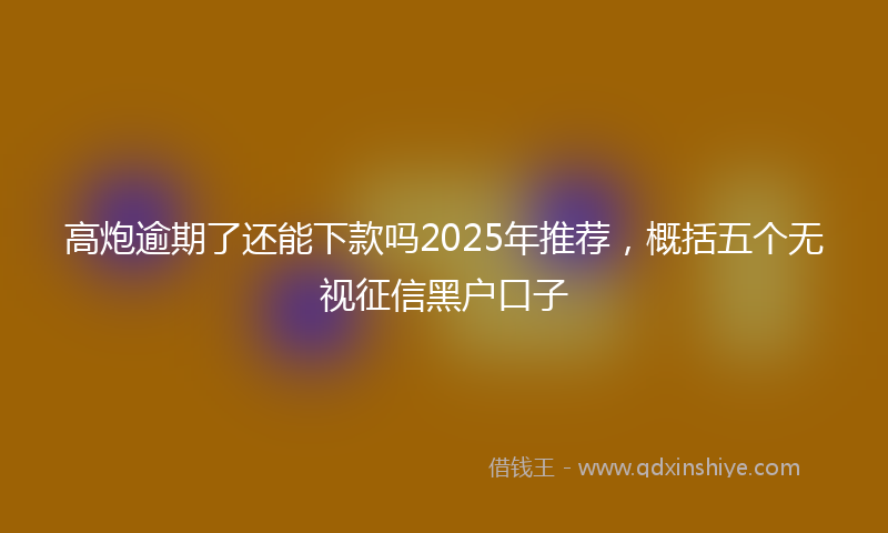 高炮逾期了还能下款吗2025年推荐，概括五个无视征信黑户口子