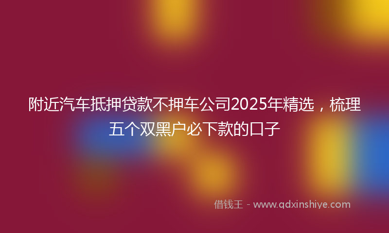 附近汽车抵押贷款不押车公司2025年精选，梳理五个双黑户必下款的口子