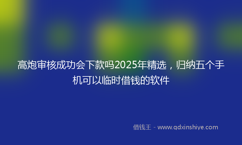 高炮审核成功会下款吗2025年精选，归纳五个手机可以临时借钱的软件