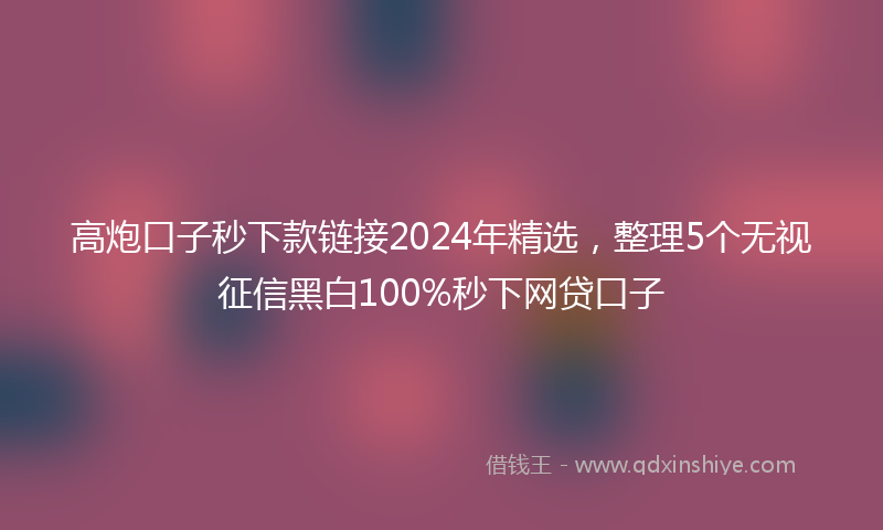 高炮口子秒下款链接2024年精选，整理5个无视征信黑白100%秒下网贷口子
