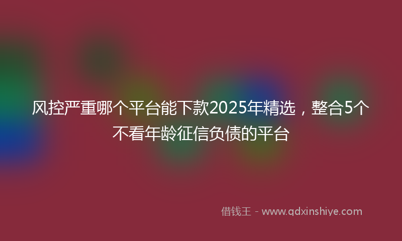 风控严重哪个平台能下款2025年精选，整合5个不看年龄征信负债的平台