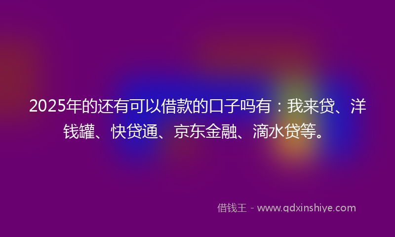 2025年的还有可以借款的口子吗有：我来贷、洋钱罐、快贷通、京东金融、滴水贷等。
