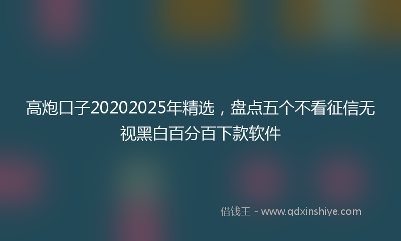 高炮口子20202025年精选，盘点五个不看征信无视黑白百分百下款软件