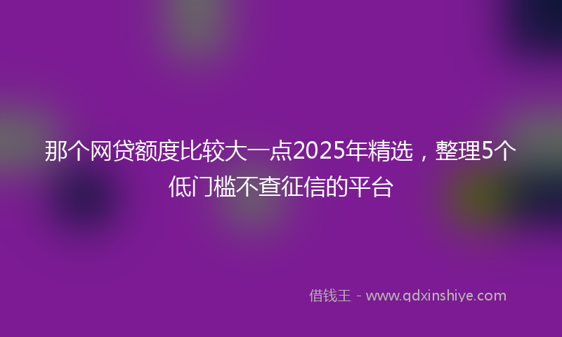 那个网贷额度比较大一点2025年精选，整理5个低门槛不查征信的平台