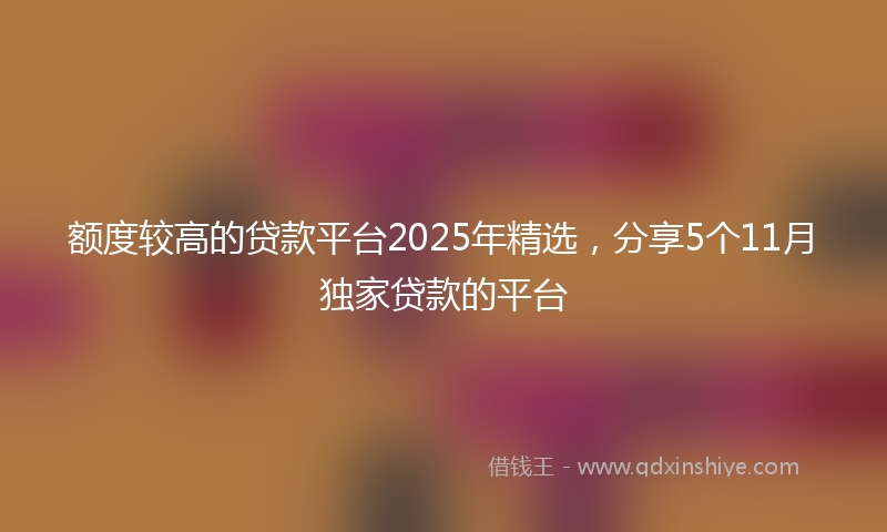 额度较高的贷款平台2025年精选，分享5个11月独家贷款的平台