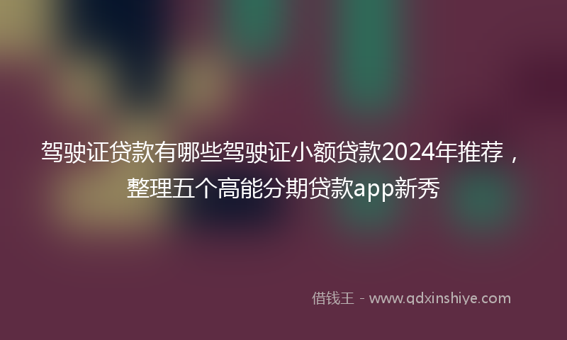 驾驶证贷款有哪些驾驶证小额贷款2024年推荐，整理五个高能分期贷款app新秀