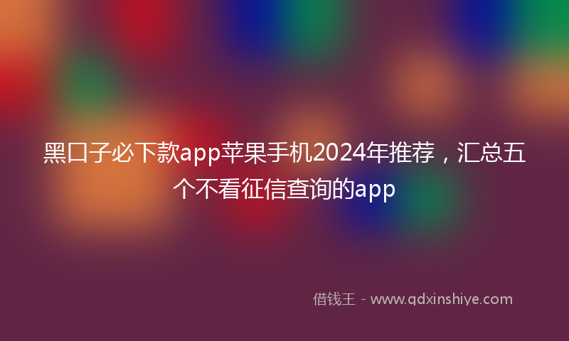黑口子必下款app苹果手机2024年推荐，汇总五个不看征信查询的app
