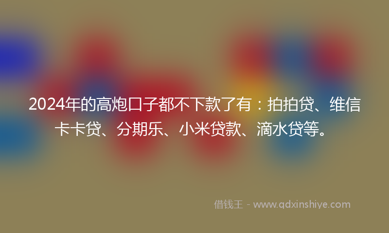 2024年的高炮口子都不下款了有：拍拍贷、维信卡卡贷、分期乐、小米贷款、滴水贷等。