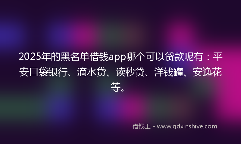 2025年的黑名单借钱app哪个可以贷款呢有：平安口袋银行、滴水贷、读秒贷、洋钱罐、安逸花等。