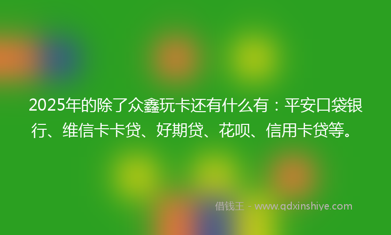 2025年的除了众鑫玩卡还有什么有：平安口袋银行、维信卡卡贷、好期贷、花呗、信用卡贷等。
