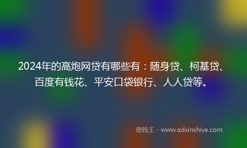 2024年的高炮网贷有哪些有：随身贷、柯基贷、百度有钱花、平安口袋银行、人人贷等。
