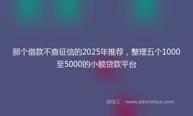 那个借款不查征信的2025年推荐，整理五个1000至5000的小额贷款平台
