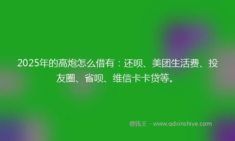 2025年的高炮怎么借有：还呗、美团生活费、投友圈、省呗、维信卡卡贷等。