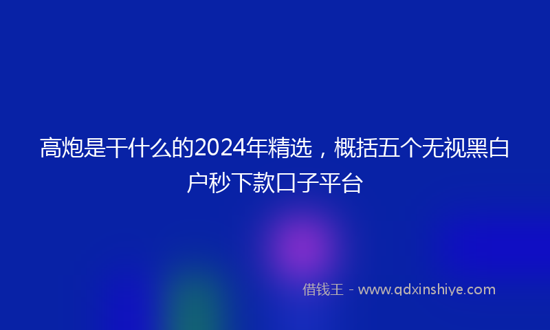 高炮是干什么的2024年精选，概括五个无视黑白户秒下款口子平台