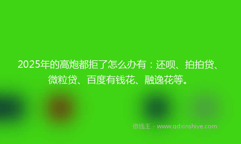 2025年的高炮都拒了怎么办有：还呗、拍拍贷、微粒贷、百度有钱花、融逸花等。