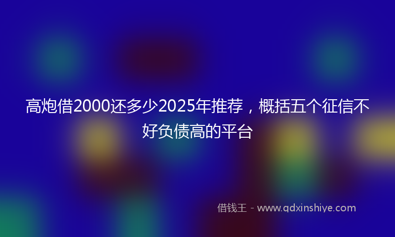 高炮借2000还多少2025年推荐，概括五个征信不好负债高的平台