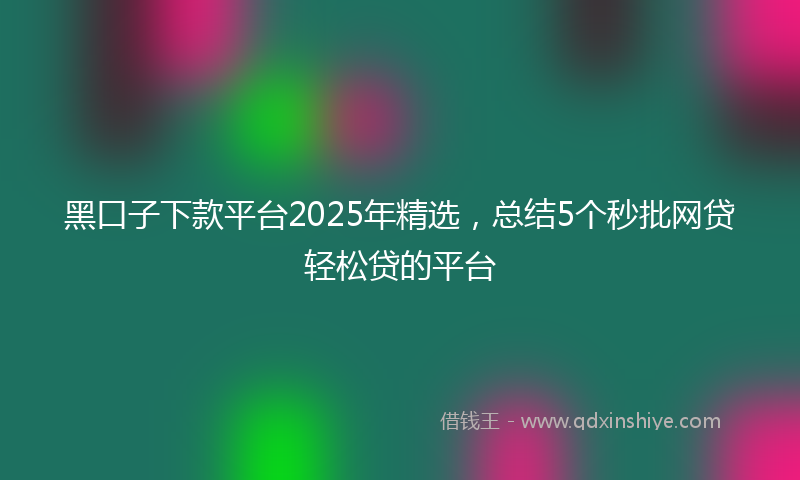 黑口子下款平台2025年精选，总结5个秒批网贷轻松贷的平台