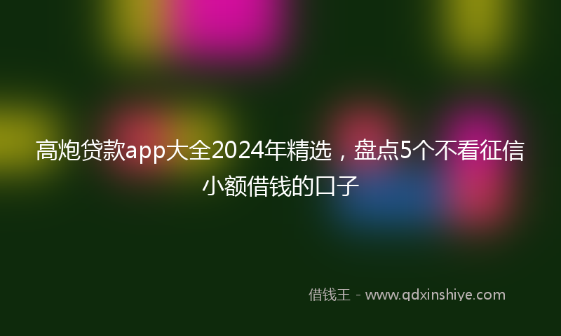 高炮贷款app大全2024年精选，盘点5个不看征信小额借钱的口子