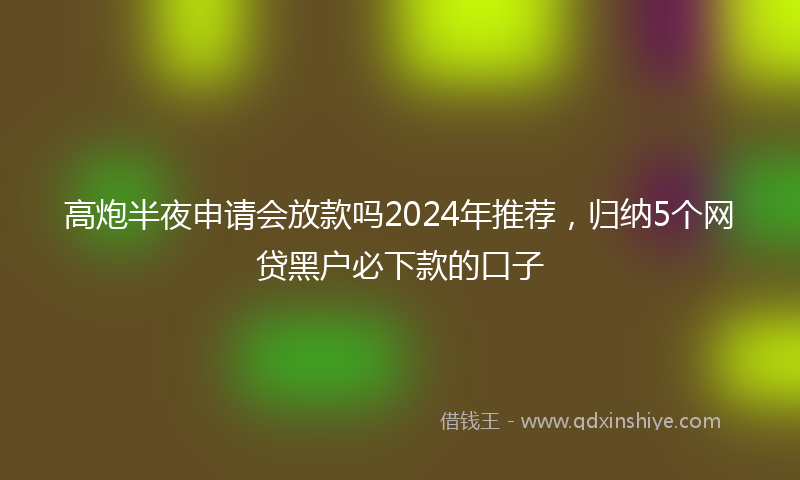 高炮半夜申请会放款吗2024年推荐，归纳5个网贷黑户必下款的口子