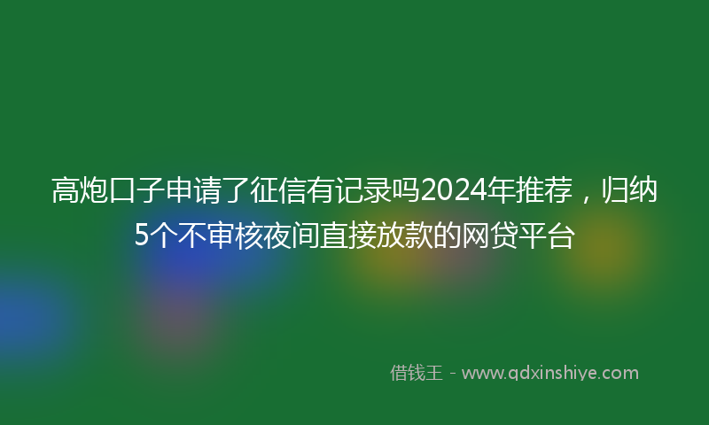 高炮口子申请了征信有记录吗2024年推荐，归纳5个不审核夜间直接放款的网贷平台