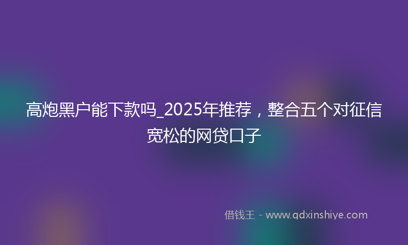 高炮黑户能下款吗_2025年推荐，整合五个对征信宽松的网贷口子
