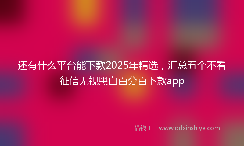 还有什么平台能下款2025年精选，汇总五个不看征信无视黑白百分百下款app