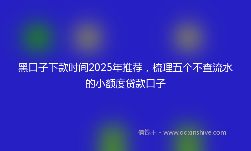 黑口子下款时间2025年推荐，梳理五个不查流水的小额度贷款口子