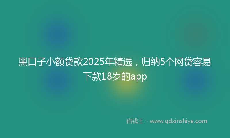 黑口子小额贷款2025年精选，归纳5个网贷容易下款18岁的app