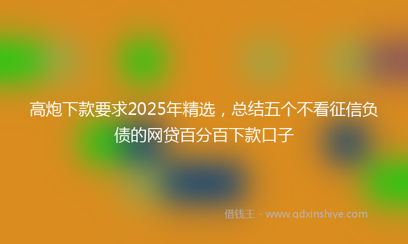 高炮下款要求2025年精选，总结五个不看征信负债的网贷百分百下款口子