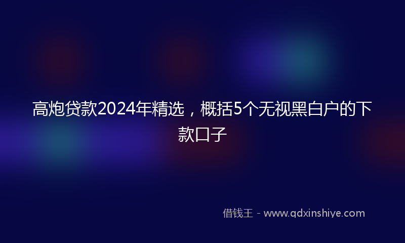 高炮贷款2024年精选，概括5个无视黑白户的下款口子
