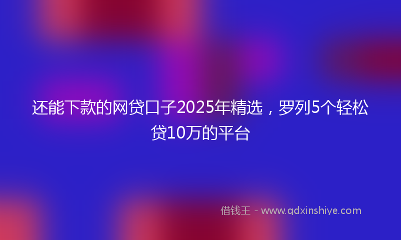 还能下款的网贷口子2025年精选，罗列5个轻松贷10万的平台
