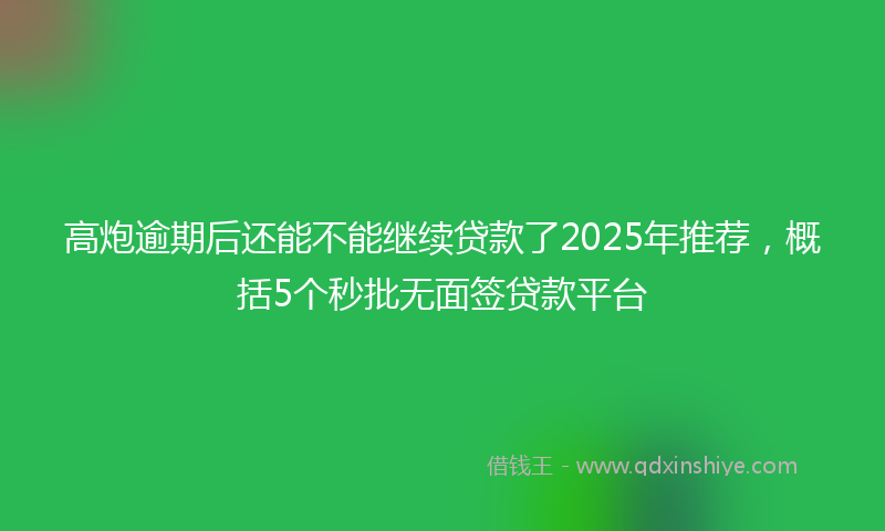 高炮逾期后还能不能继续贷款了2025年推荐，概括5个秒批无面签贷款平台