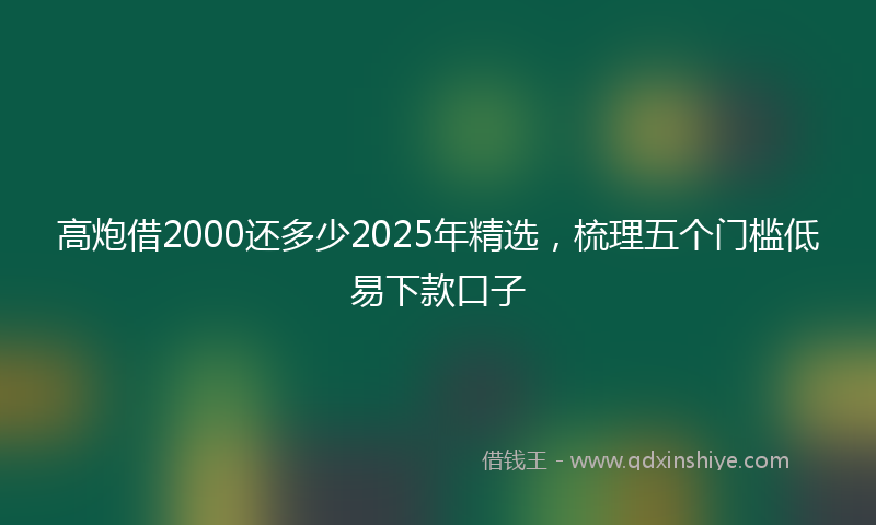 高炮借2000还多少2025年精选，梳理五个门槛低易下款口子