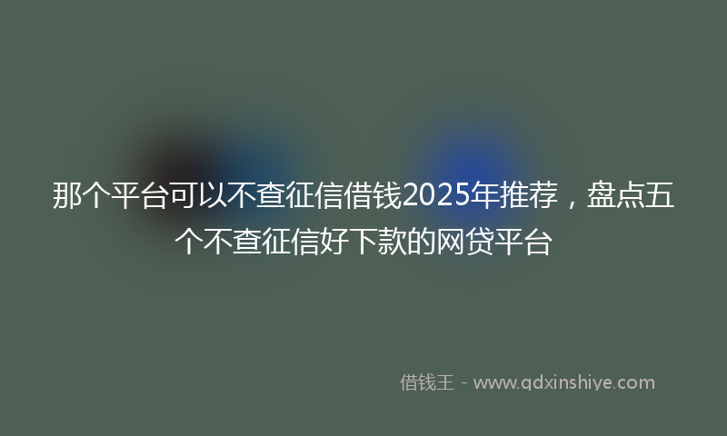 那个平台可以不查征信借钱2025年推荐，盘点五个不查征信好下款的网贷平台