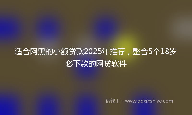 适合网黑的小额贷款2025年推荐，整合5个18岁必下款的网贷软件